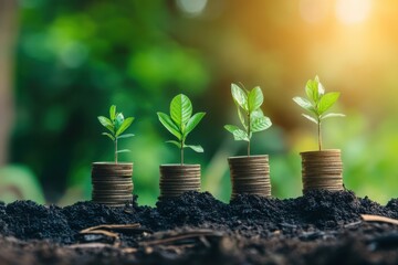 Growing money concept and investment on white background