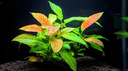 Vibrant Red and Green Aquarium Plant Lush Foliage