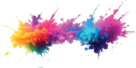 Radiant Watercolor Brush Strokes and Explosive Colorful Splashes on a White Canvas, Blending Abstract Art with a Playful, Modern Touch to Create an Exciting and Dynamic Visual Experience.
