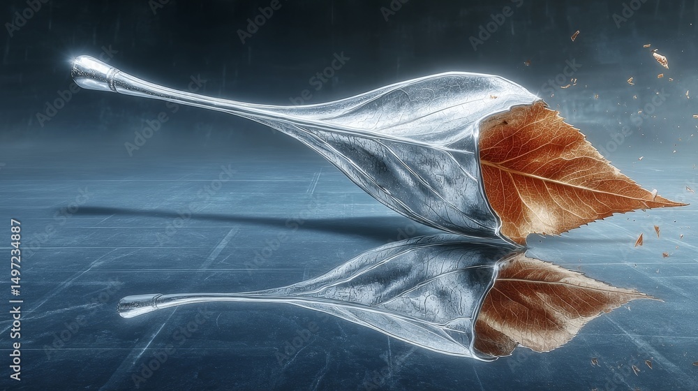 Poster mirror drop captured mid-flight during fall with sharp studio lighting on black background, highligh