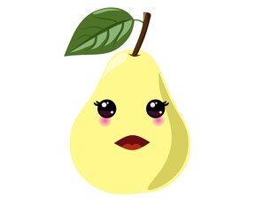 cute pear illustration, with white background