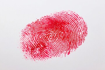 A red fingerprint is drawn on a white background