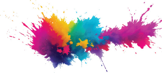 A Modern and Colorful Aquarelle Art Piece Featuring Explosive Watercolor Streaks, Splashes, and Brush Marks on a White Canvas, Creating a Dynamic and Playful Splash Effect.
