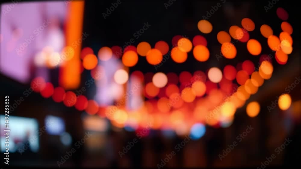 Poster a video showing vibrant blurred lights shining in darkness creating an abstract and colorful spectac