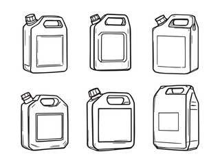 Plastic Jerry Can Line Art Vector