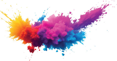 Fototapeta premium A Bright, Stunning Watercolor Painting of Abstract Stains and Splashes in Rich, Vibrant Colors, Enhanced by Bold Brush Strokes on a Pure White Background for a Contemporary Look. 