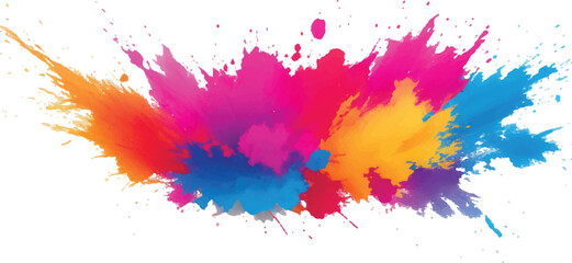 Fototapeta premium Dynamic and Expressive Watercolor Splash with Bright, Radiant Brush Streaks and Aquarelle Stains, Creating a Colorful and Lively Burst of Colors Against a Crisp White Canvas. 