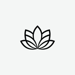 Fototapeta premium Minimalist Black Lotus Flower Logo – Elegant Modern Design on White Background