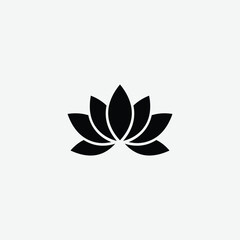 Minimalist Black Lotus Flower Logo – Elegant Modern Design on White Background