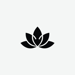 Minimalist Black Lotus Flower Logo – Elegant Modern Design on White Background