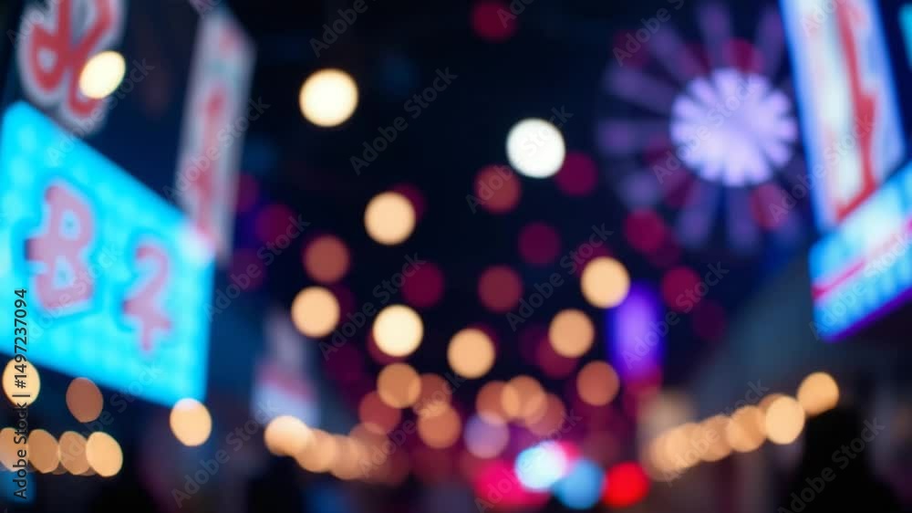 Poster a video showing vibrant blurred lights shining in darkness creating an abstract and colorful spectac