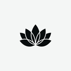 Minimalist Black Lotus Flower Logo – Elegant Modern Design on White Background