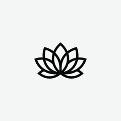 Fototapeta premium Minimalist Black Lotus Flower Logo – Elegant Modern Design on White Background