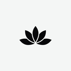 Minimalist Black Lotus Flower Logo – Elegant Modern Design on White Background