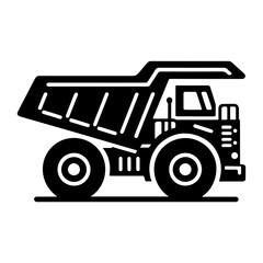 "Heavy Vehicle Pictogram" – A Minimal Vector Icon Of A Mining Truck Built To Carry Massive Loads In Dump Form.