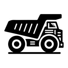 "Mining Truck Icon Vector" – A Simple Pictogram Of A Heavy-Duty Dump Vehicle, Perfect For Illustrating Industrial Mining Scenes.