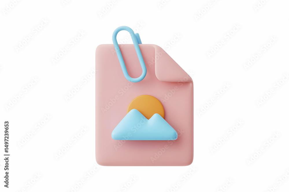 Aufkleber pink 3d render of attached image file icon