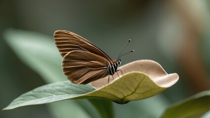 Obraz premium A butterfly resting on a leaf.