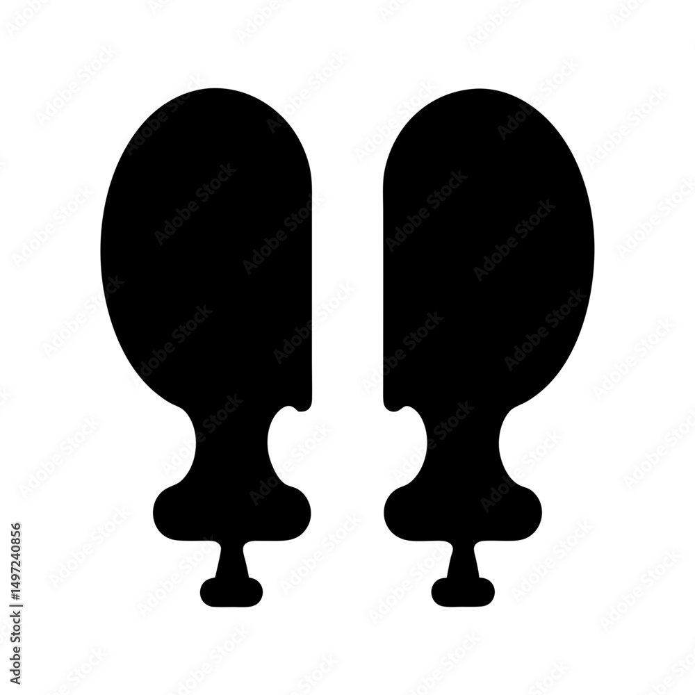 Poster abstract symmetric image of two dark shapes with a bulbous top
