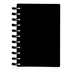 Black Notebook Silhouette with Spiral Binding Design, Perfect for Writing and Sketching