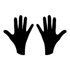 Obraz premium Black silhouette of two hands with open palms on a white background