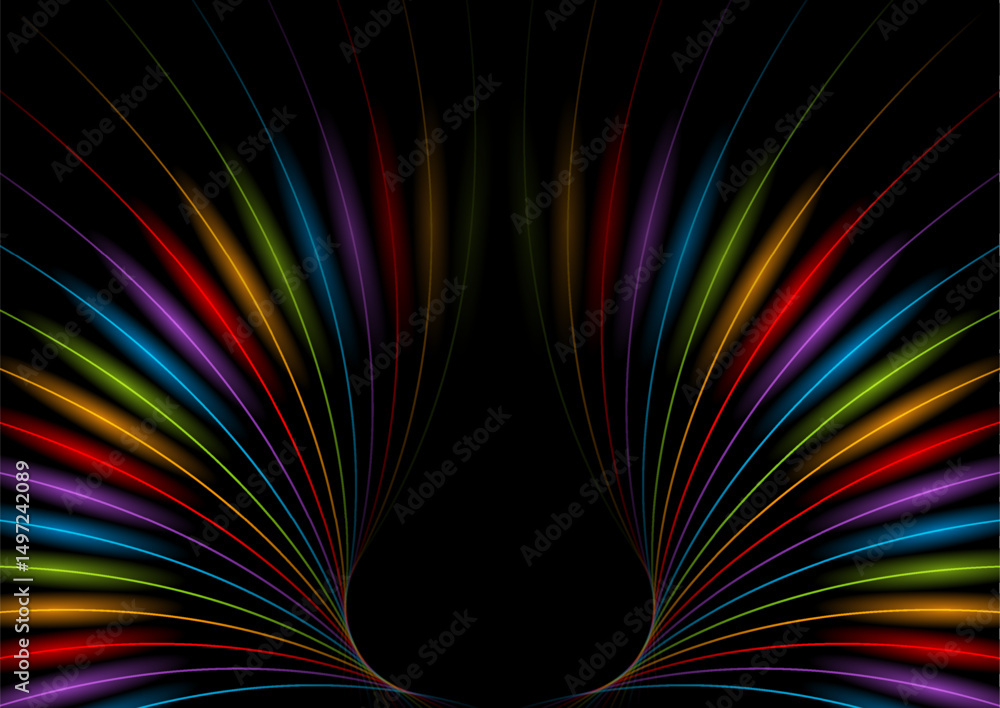 Fototapete colorful minimal glowing wavy lines rays abstract futuristic tech background. vector concept design