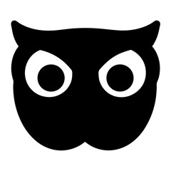 Abstract Silhouette of an Owl Face with Big Eyes in Black and White