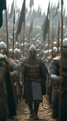 Medieval knights advancing
