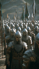 Medieval knights advancing