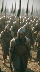 Medieval knights advancing