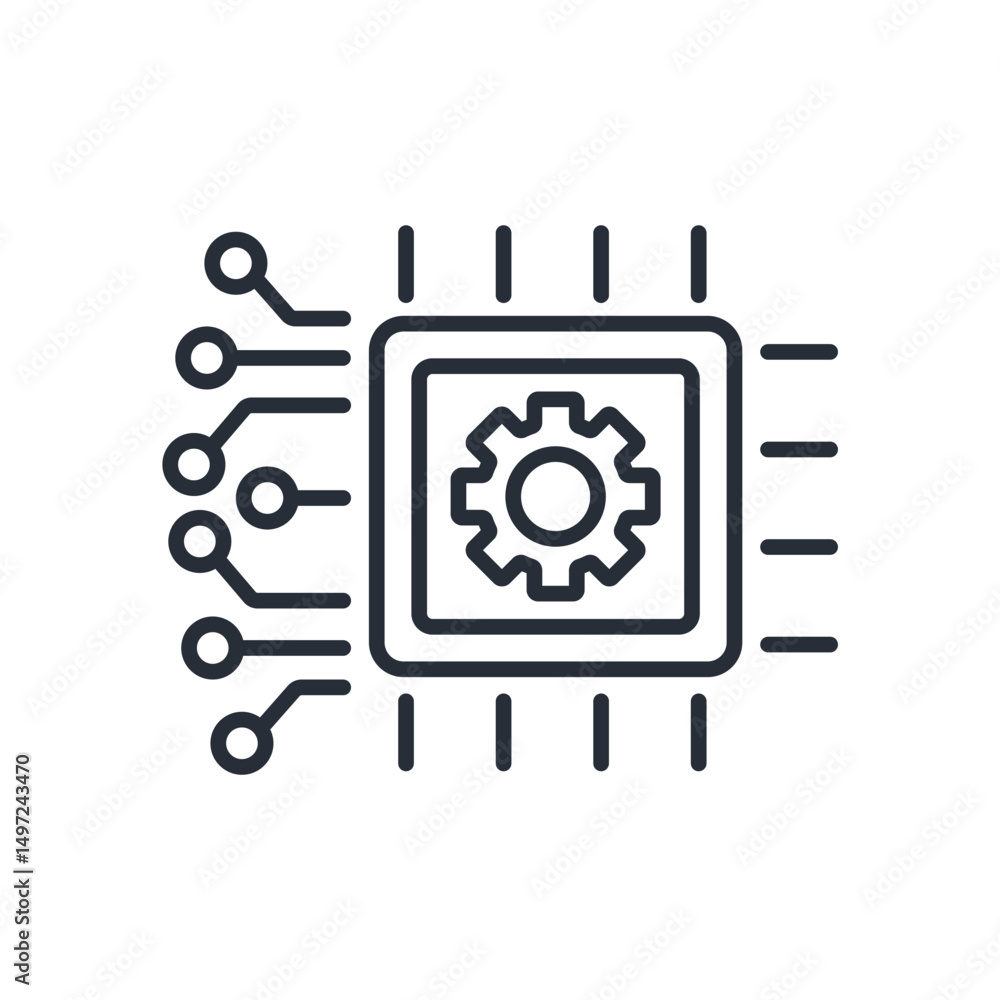 Poster machine learning icon. vector.editable stroke.linear style sign for use web design,logo.symbol illus