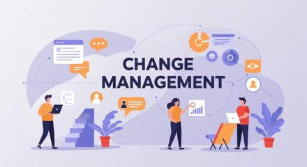 Effective Change Management Strategy Business Process Improvement Team Collaboration Illustration