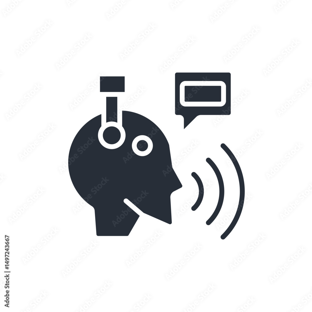 Poster virtual assistant icon. vector.editable stroke.linear style sign for use web design,logo.symbol illu