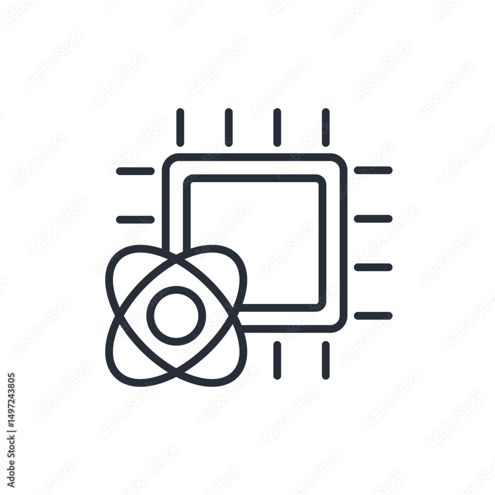Poster quantum computing icon. vector.editable stroke.linear style sign for use web design,logo.symbol illu