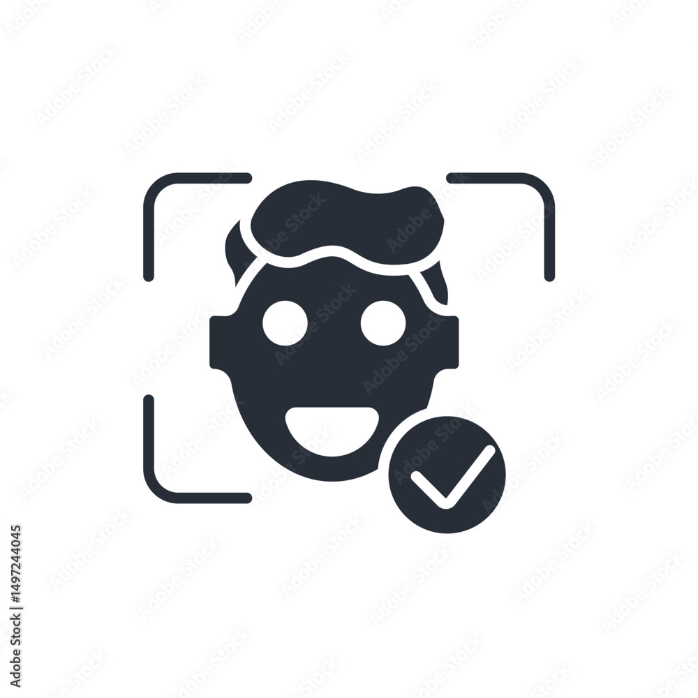 Poster face recognition icon. vector.editable stroke.linear style sign for use web design,logo.symbol illus