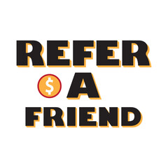 Refer a friend banner logo vector. Referral program badge with loudspeaker.