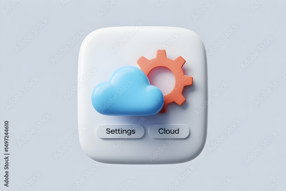 Poster 3d render of cloud storage settings app icon