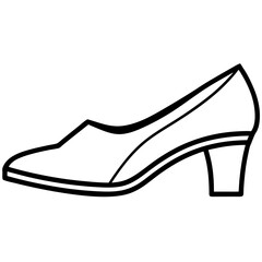 Single woman shoe line art black icon on white background.