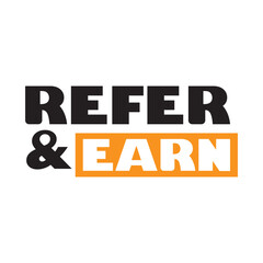 Refer a friend banner logo vector. Referral program badge with loudspeaker.