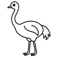 Cute ostrich logo line art icon on white background.