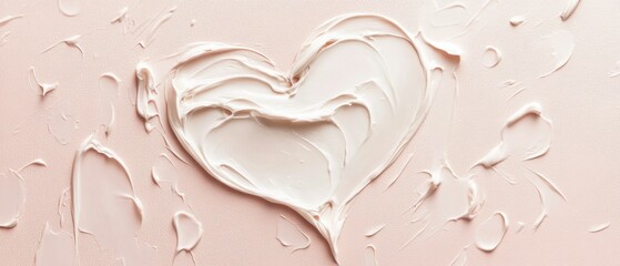 Obraz na płótnie Canvas banner texture of a cosmetic smear of cream in the shape of a heart on a light background