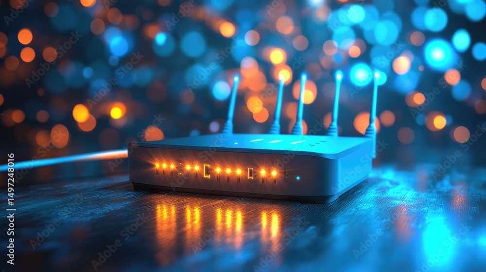 Aufkleber gigabit internet router with multi-band signal and ethernet connections