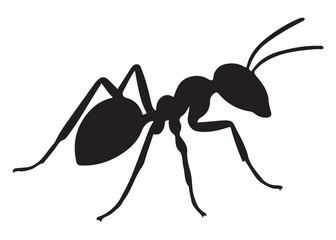ant logo vector silhouette illustration, vector illustration of ant logo icon design, vector of a black silhouette ant, black ant silhouette isolated on white background.