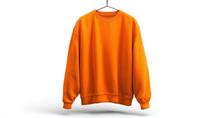 A 4K photo of 4K photo of vibrant Orange Sweatshirt Mockup on white background.