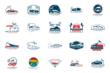 Set of Car Paint logo design vector template. Car Painting logo design collections