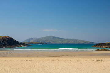 Cow Strand, Cloddagh, Sherkin Island, West Cork's best beaches with white sand and stunning views between two cliffs