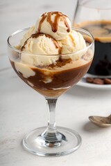 cup of affogato coffee isolated on white background