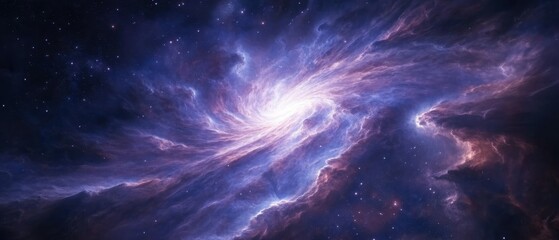 Fototapeta premium A vibrant cosmic scene depicting swirling clouds of gas and stars in deep space.