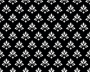 Flower geometric pattern. Seamless vector background. White and black ornament.