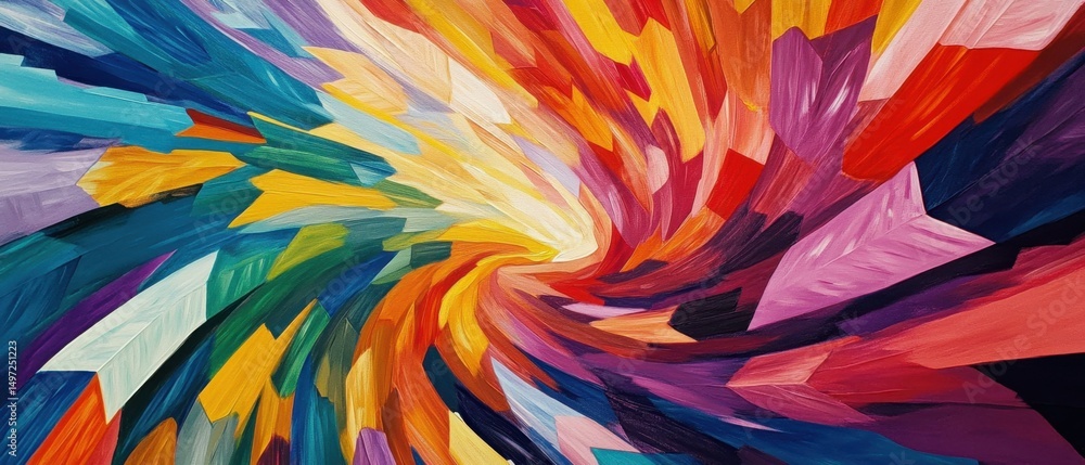 Poster A vivid swirl of multicolored arrows creates a dynamic pattern, evoking motion and energy.